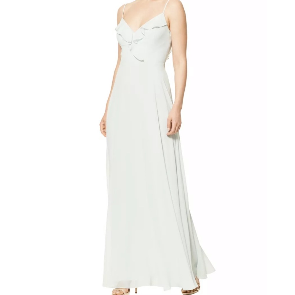 Bill levkoff Pistachio Chiffon V-neck A-line Dress